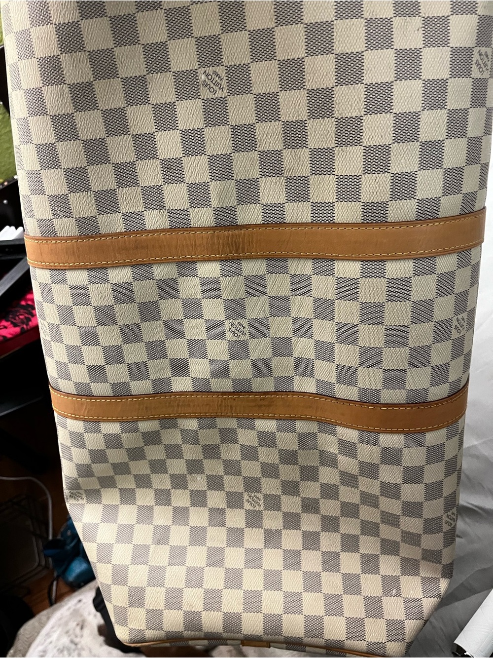 Louis Vuitton Damier Azur Canvas Duffel in Cream and Tan - Picture 7 of 7